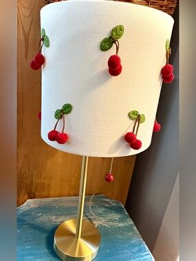 Karma Home Accents Viral Cherry Table Lamp Coquette Retro Gold Base TL06422